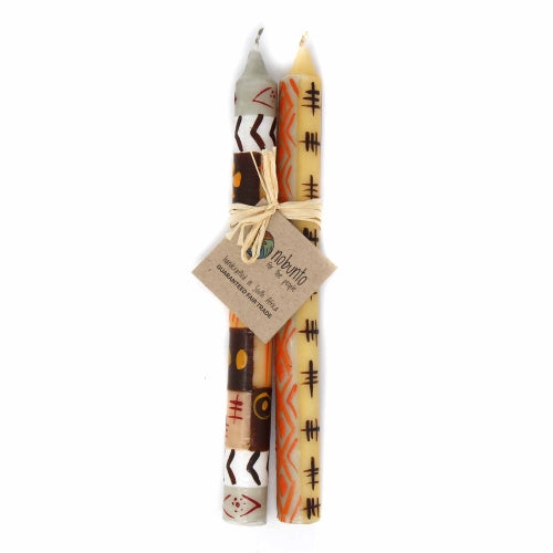 Tall Hand Painted Candles — Pair — Akono Design