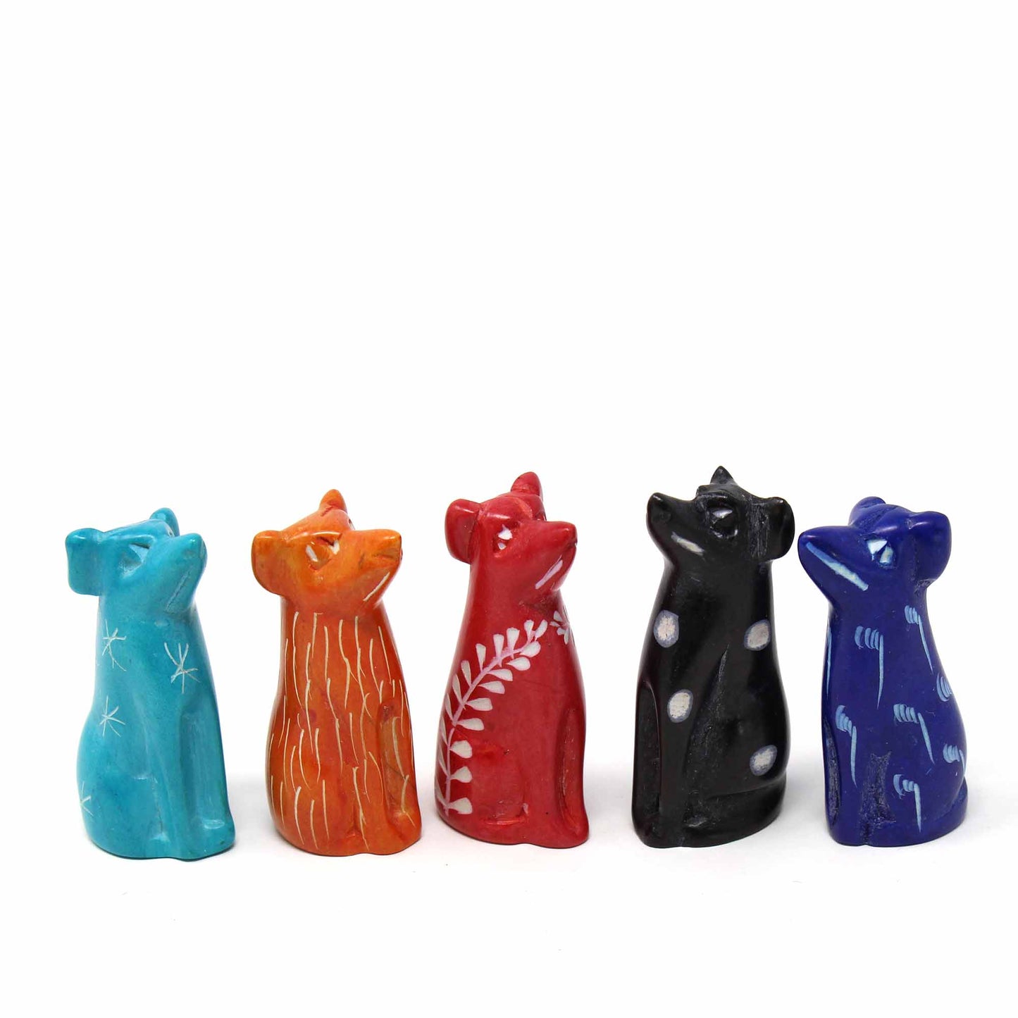 Soapstone Tiny Dogs — Assorted Pack of 5 Colors
