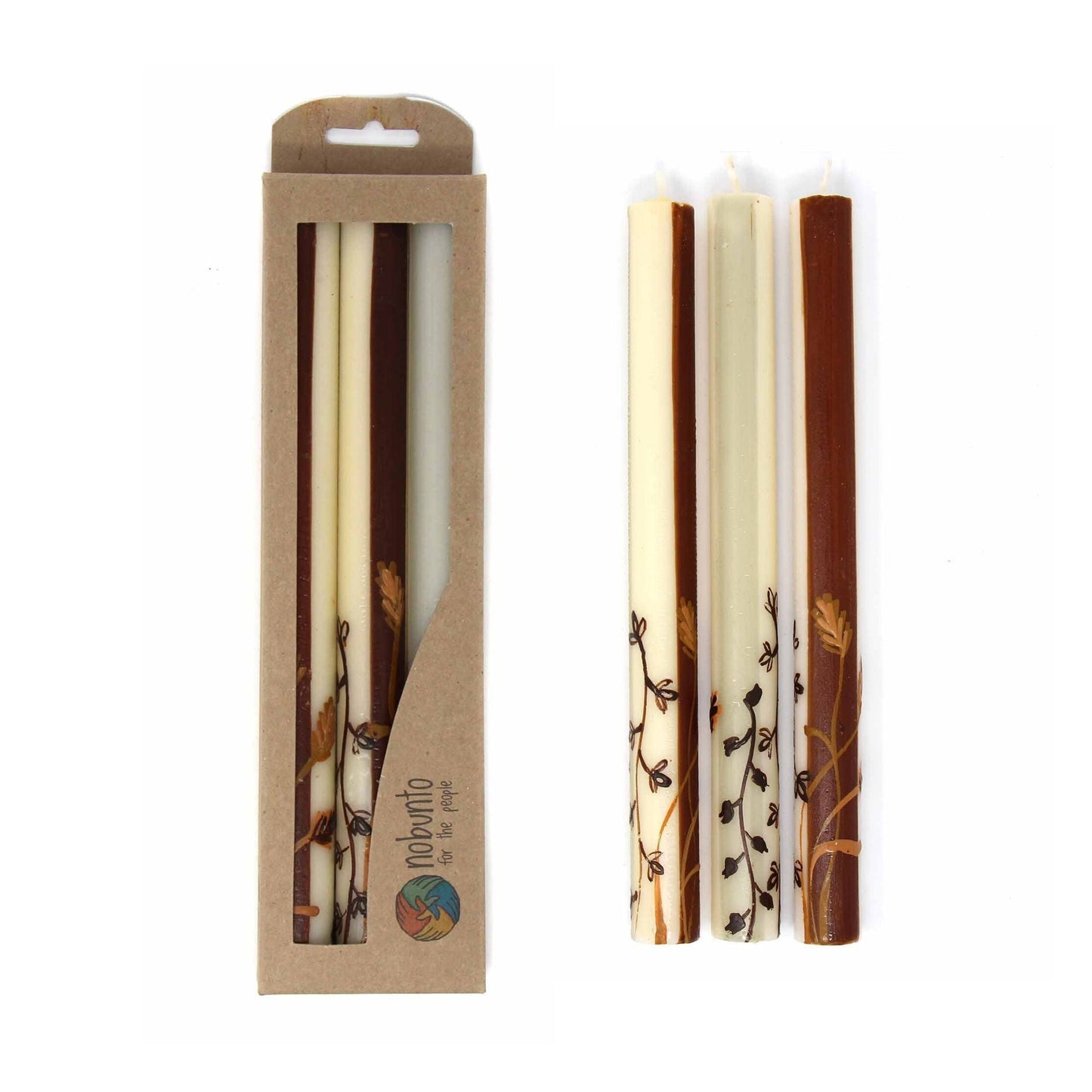 Tall Hand Painted Candles — Three in Box — Kiwanja Design