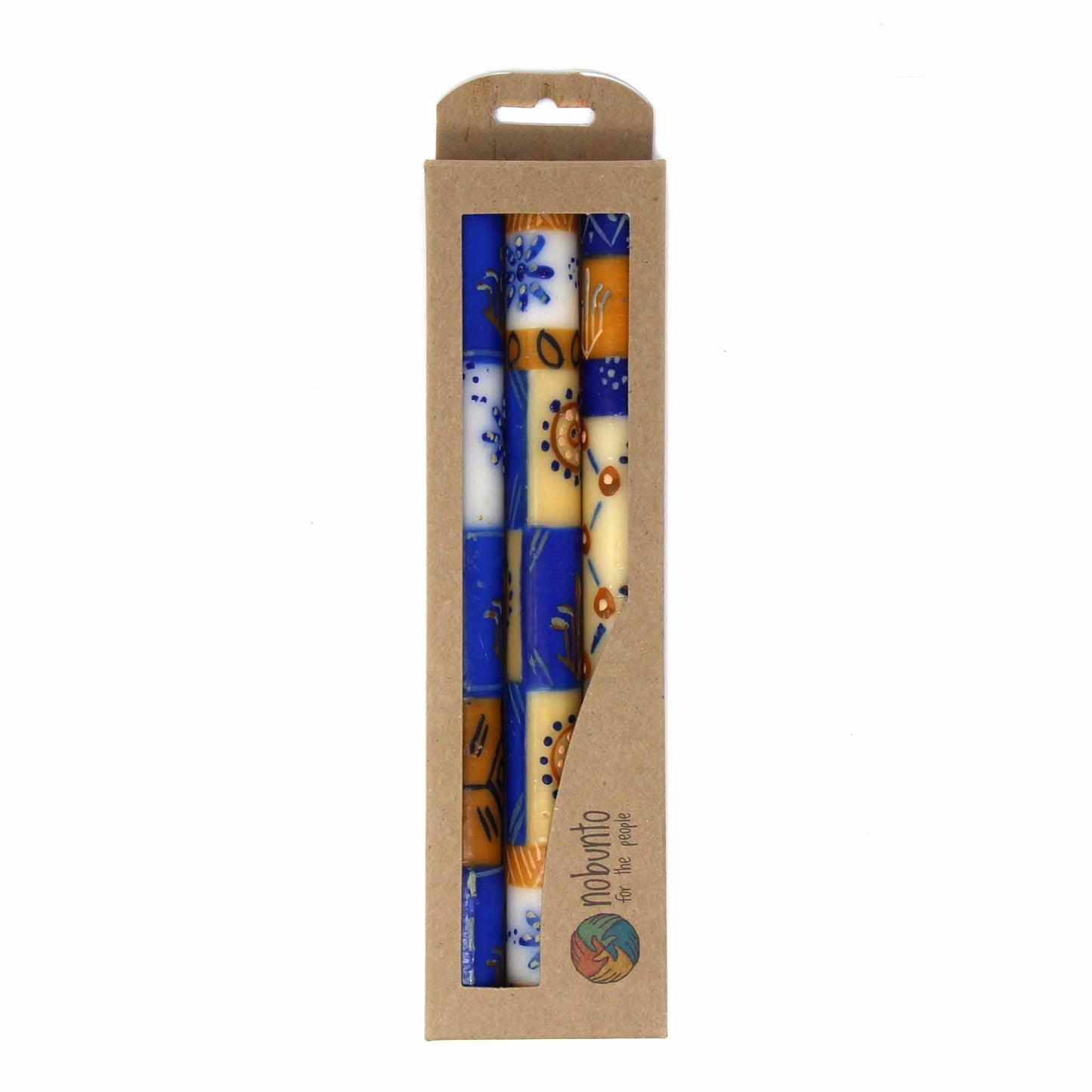Tall Hand Painted Candles — Three in Box — Durra Design