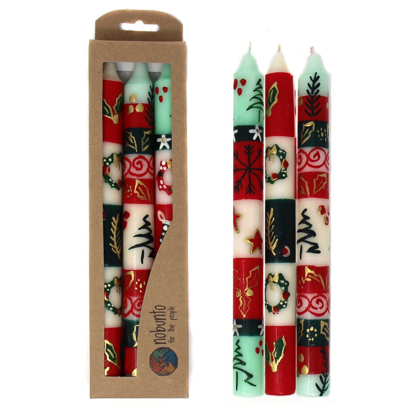 Set of Three Boxed Tall Hand-Painted Candles — Ukhisimui Design