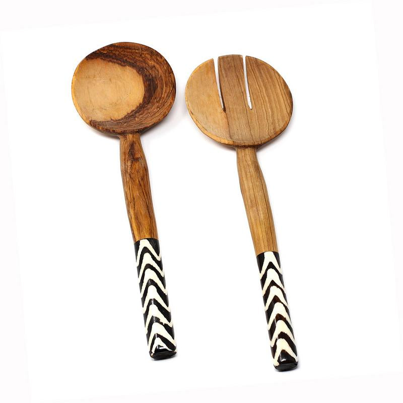 Olive Serving Set with Bone Handles 10 Inch
