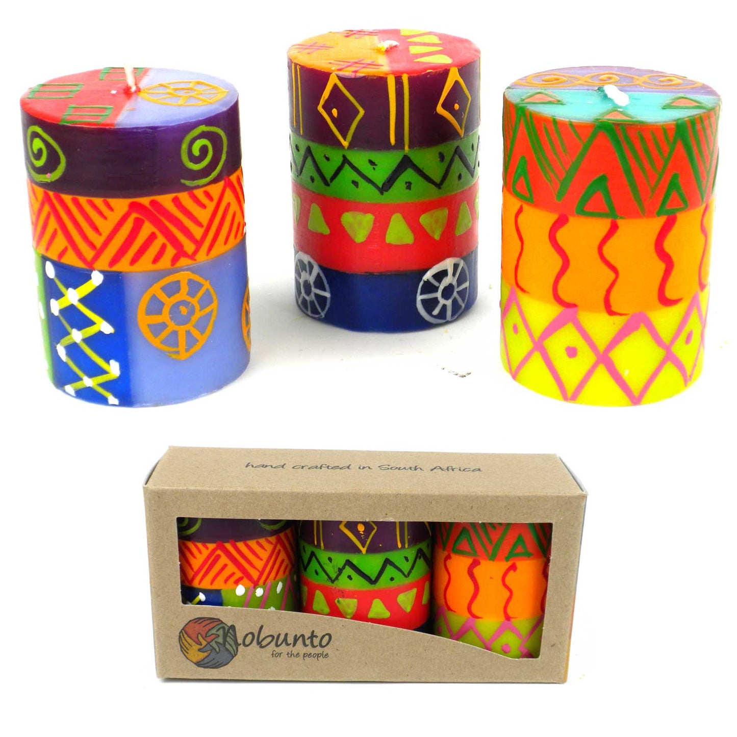 Hand Painted Candles — Three in Box — Shahida Design