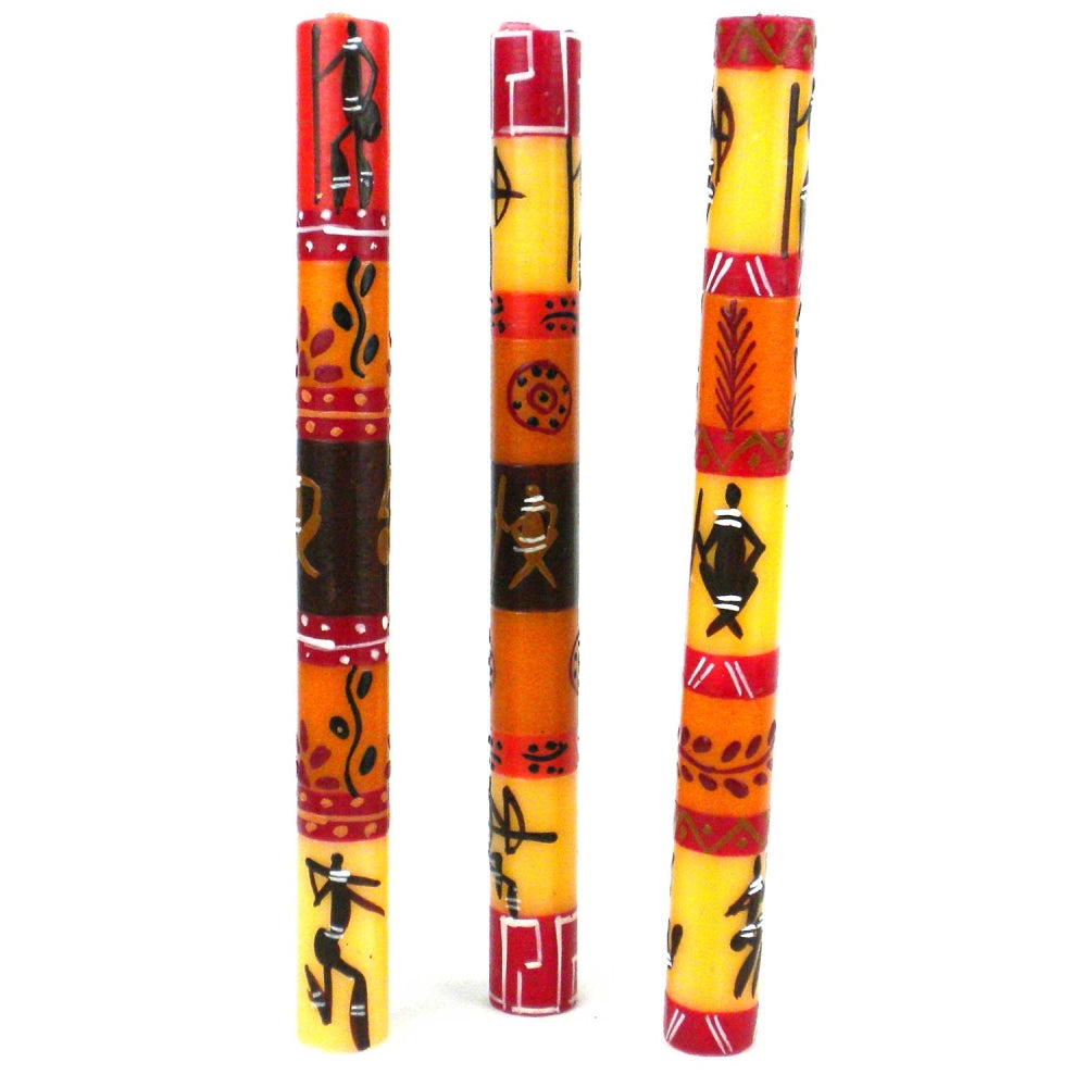 Set of Three Boxed Tall Hand-Painted Candles — Damisi Design