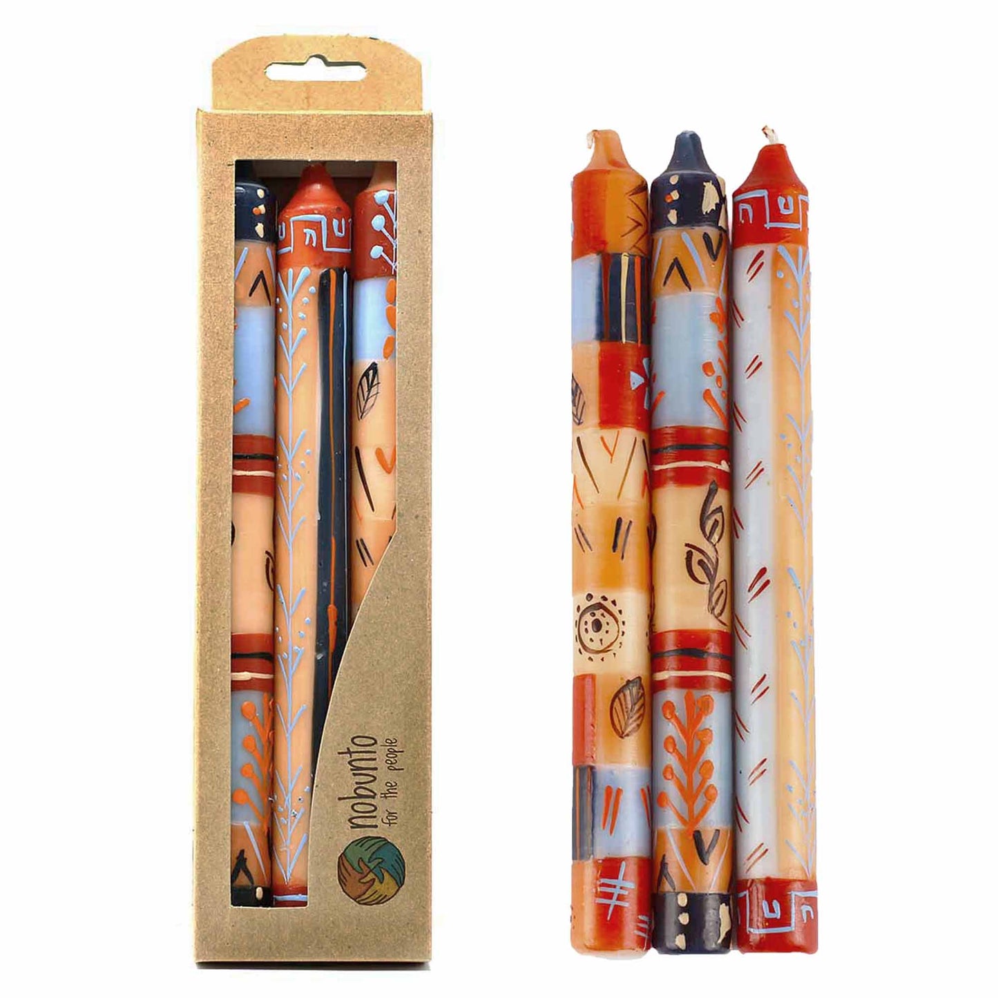 Hand Painted Candles in Uzushi Design (three Tapers)