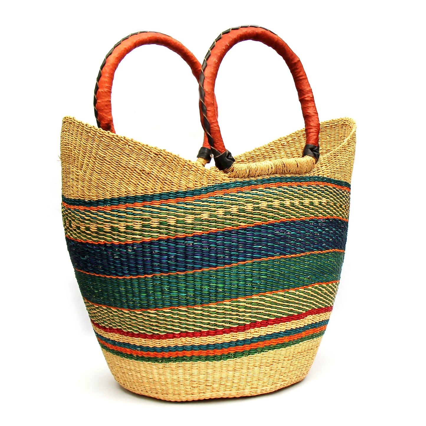 bolga-tote-mixed-colors-with-leather-handle-18-inch