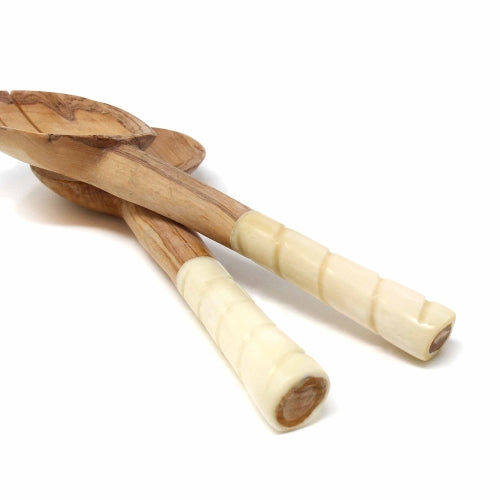olive-wood-salad-servers-with-bone-handles-white-with-etching-design