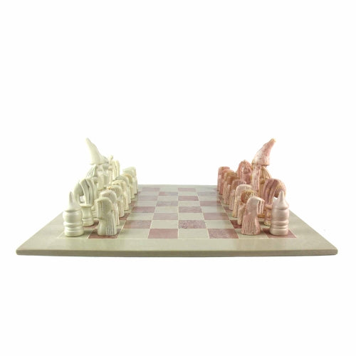 Hand Carved Soapstone Maasai Chess Set — 14" Board