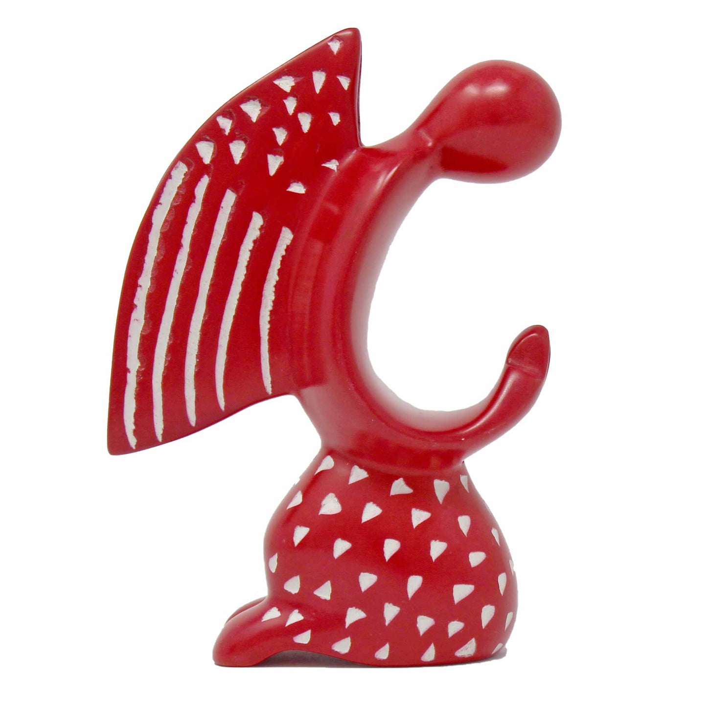 Praying Angel Soapstone Sculpture — Red Finish