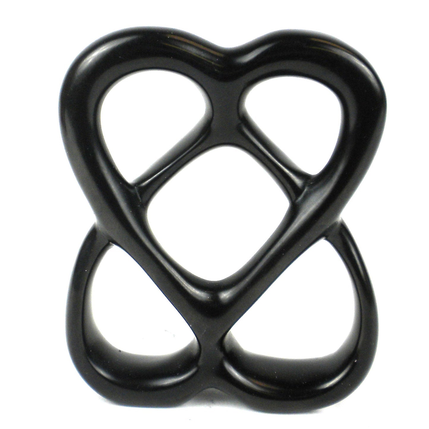 Double Heart 4 Inch Black