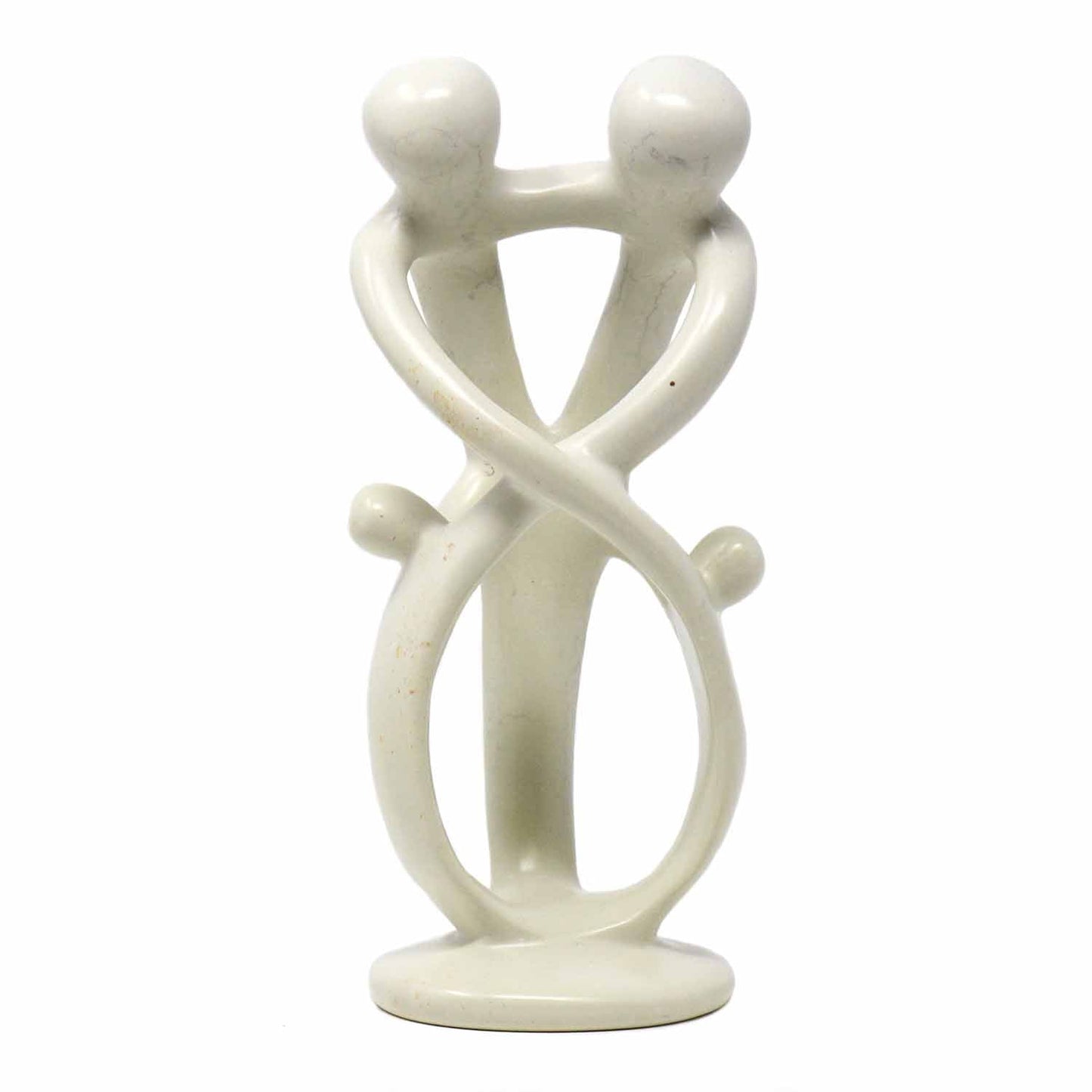 Natural 10-Inch Tall Soapstone Family Sculpture — 2 Parents 2 Children