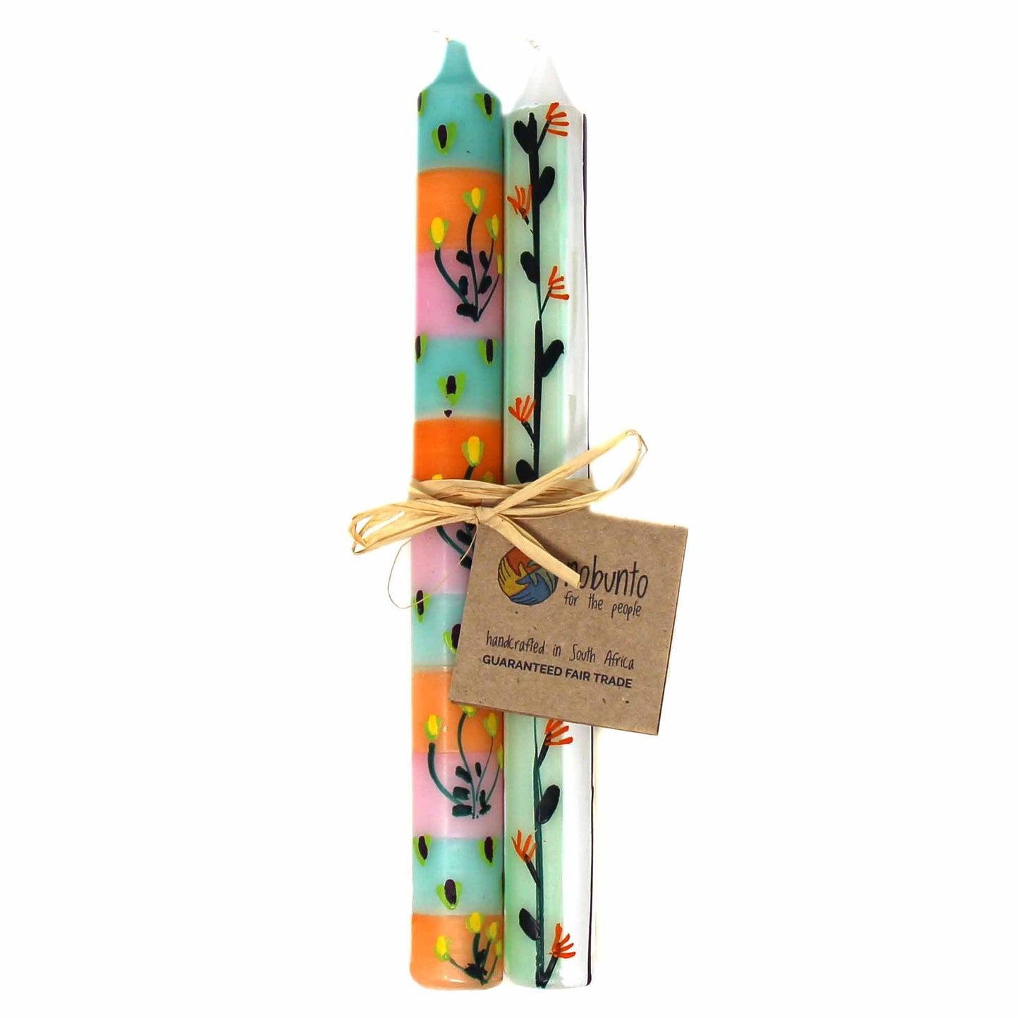 Tall Hand Painted Candles — Pair -Imbali Design