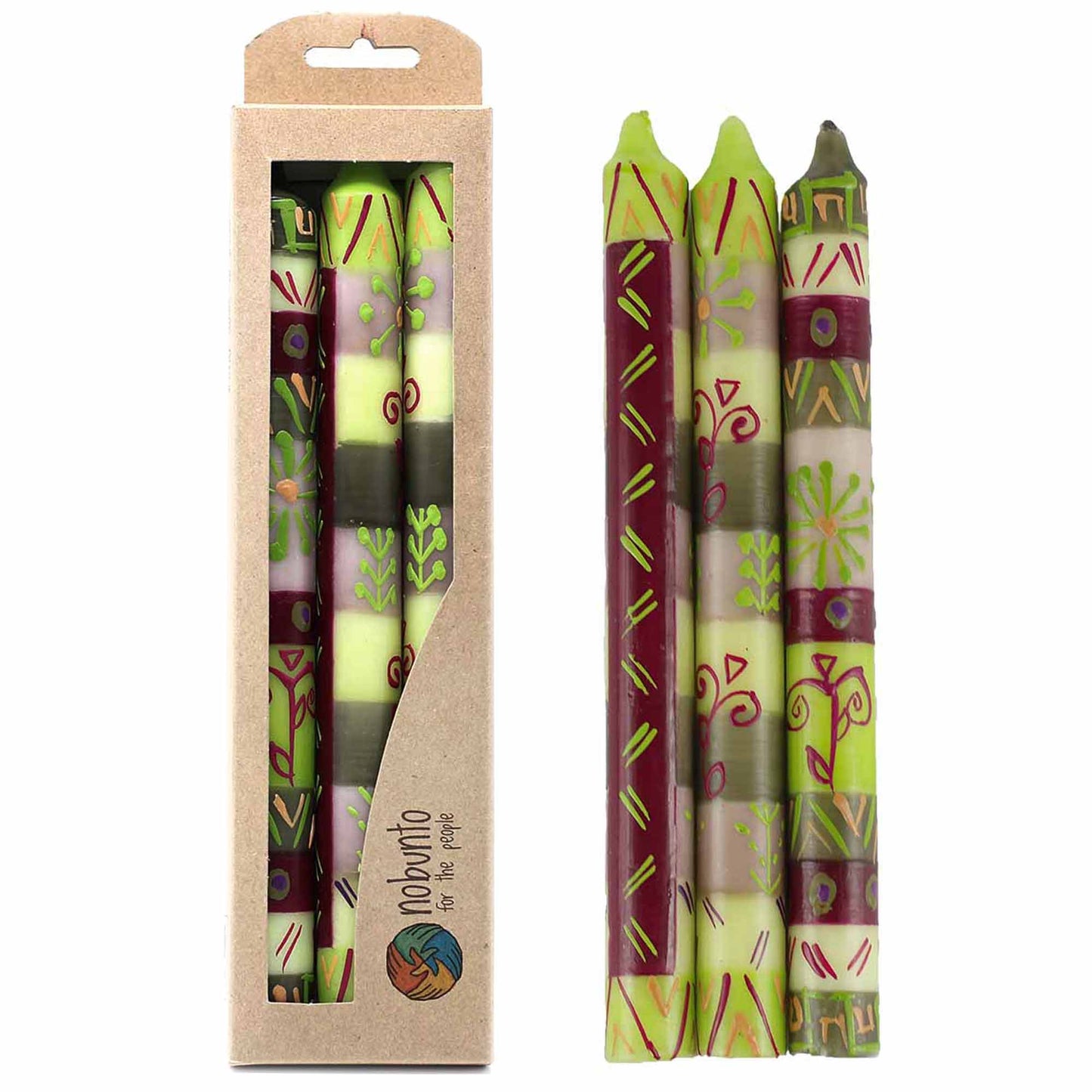 Hand Painted Candles in Kileo Design (three Tapers)