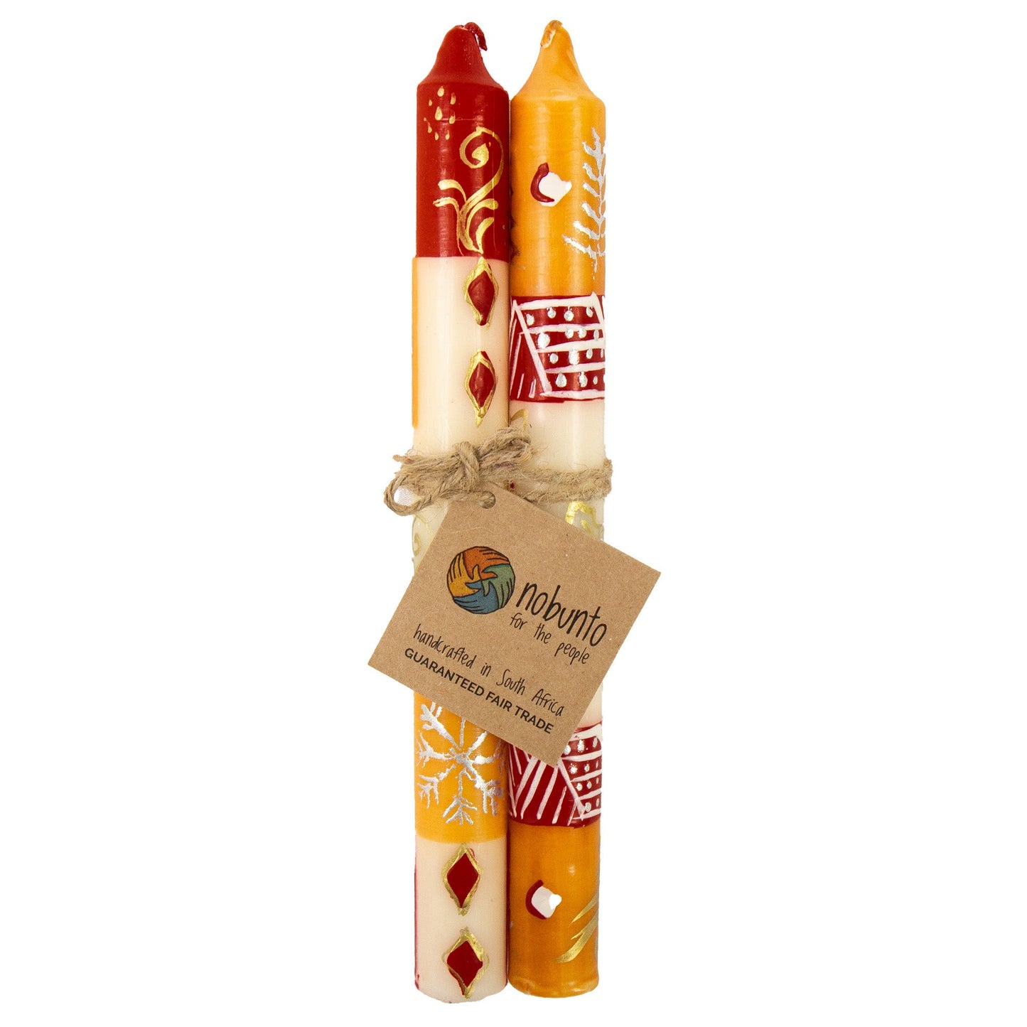 Tall Hand Painted Candles — Pair — Kimweta Design