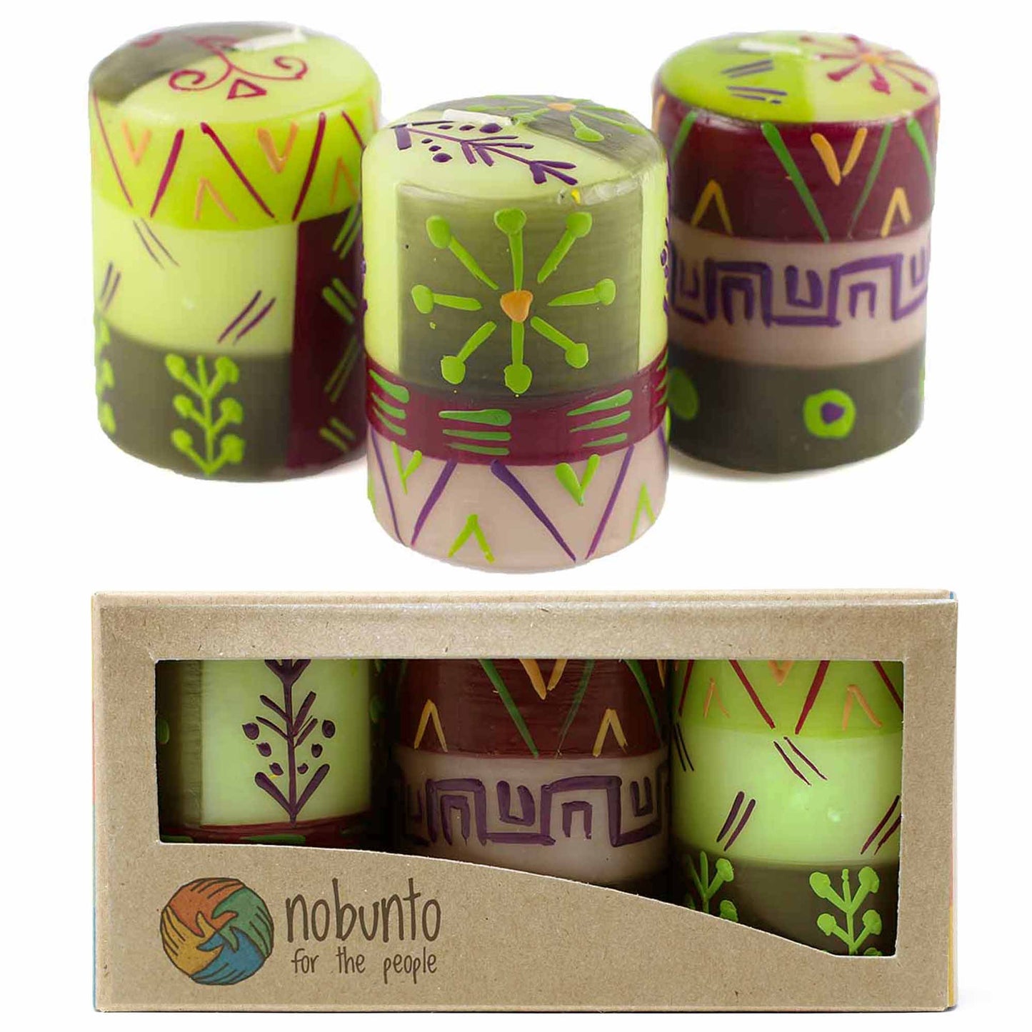 Hand Painted Candles in Kileo Design (box of Three)