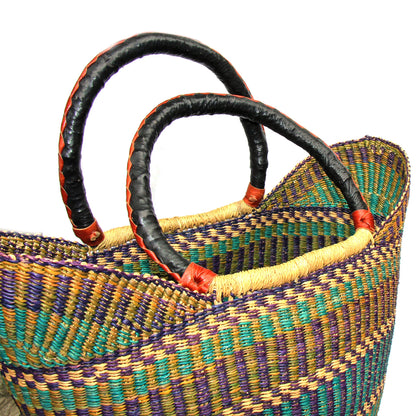 bolga-tote-mixed-colors-with-leather-handle-18-inch