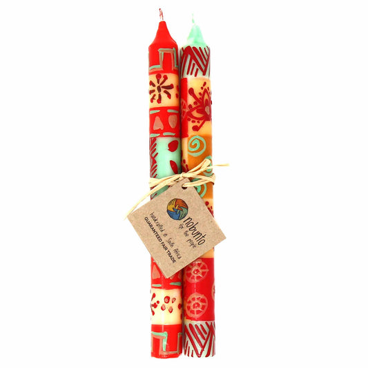 Hand Painted Candles in Owoduni Design (pair of Tapers)