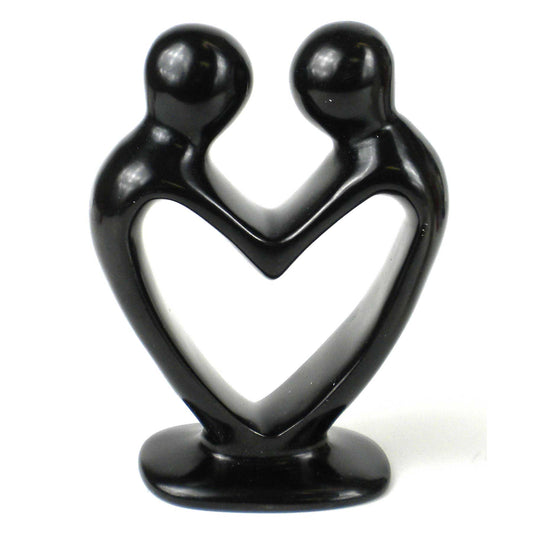 Soapstone Lovers Heart Black — 6 Inch