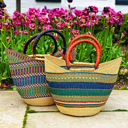 bolga-tote-mixed-colors-with-leather-handle-18-inch