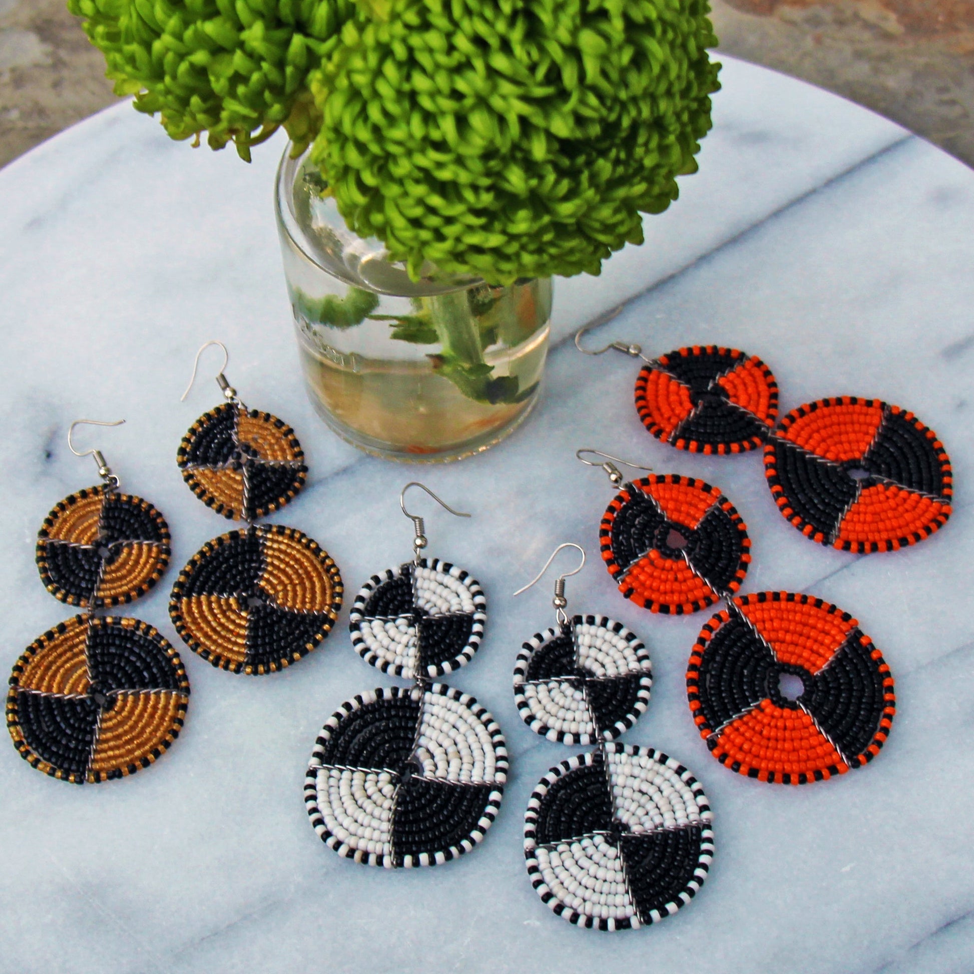 maasai-bead-double-circle-dangle-earrings-mango-orange-and-black