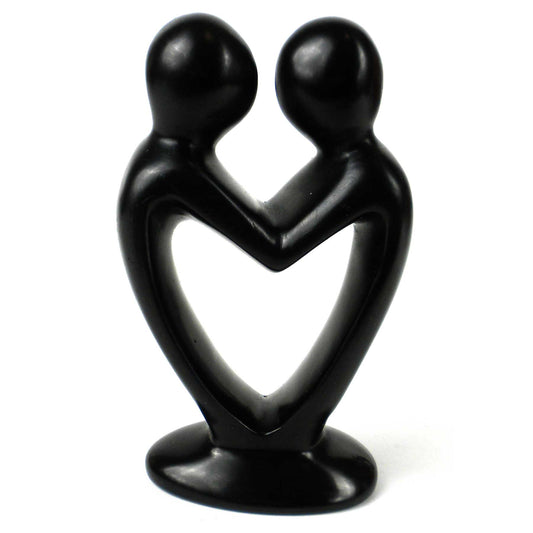 Soapstone Lovers Heart Black — 4 Inch