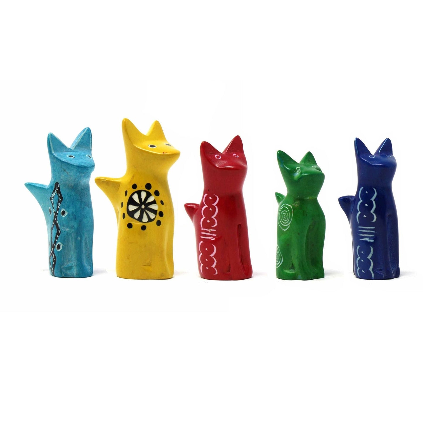 Soapstone Tiny Sitting Cats — Assorted Pack of 5 Colors