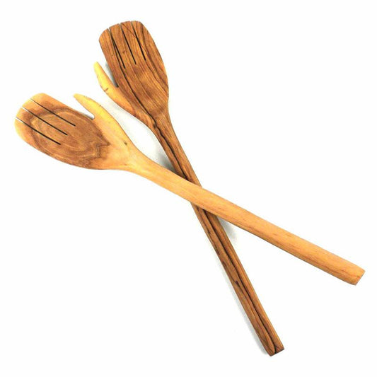 This olive wood salad serving set in the shape of hands are handmade in Kenya. These are large -- you may have a totally different use for them than tossing salads.