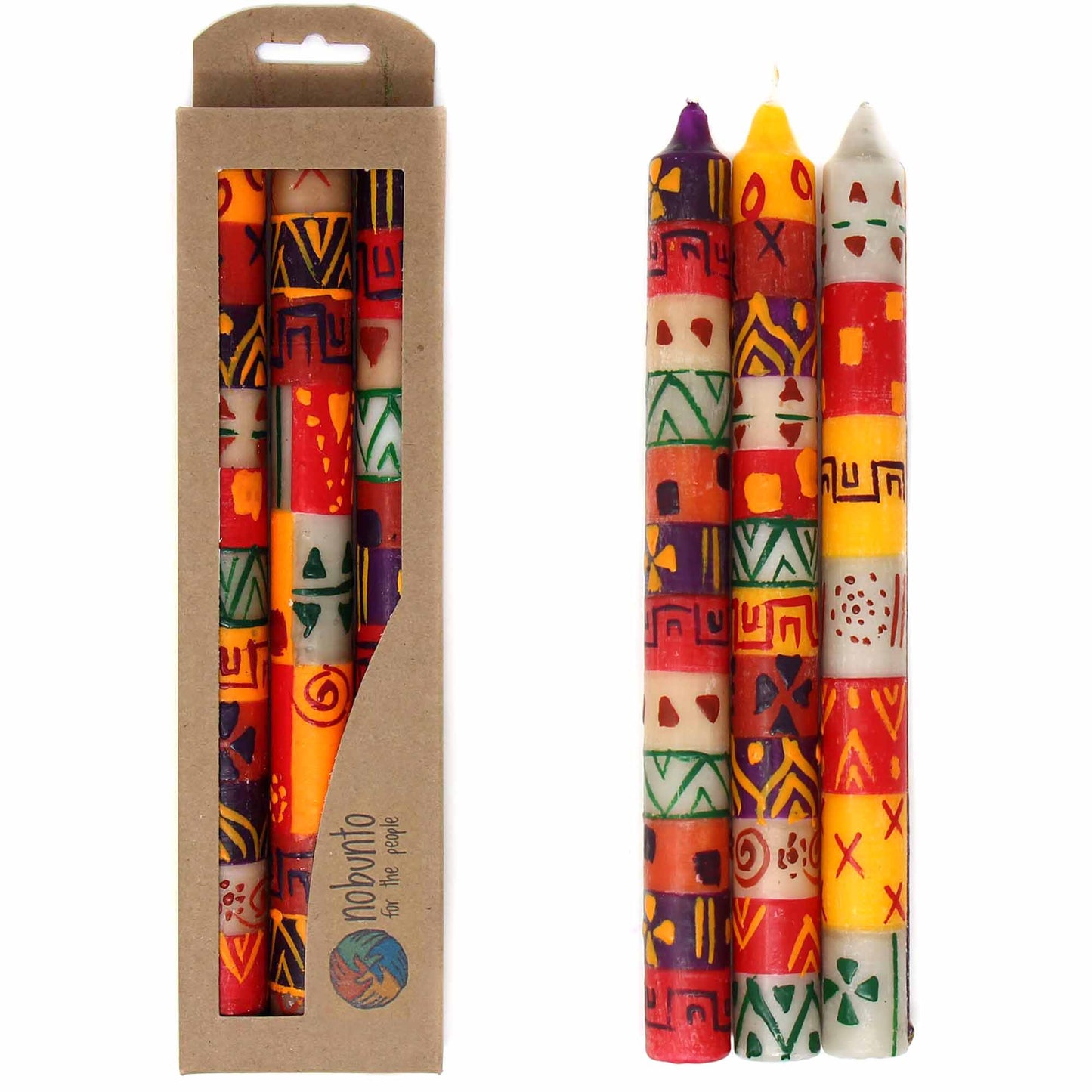 Set of Three Boxed Tall Hand-Painted Candles — Indaeuko Design