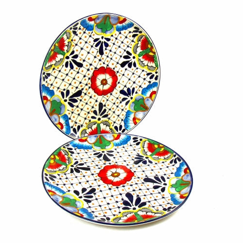 dinner-plates-11-8in-dots-and-flowers-set-of-two-encantada