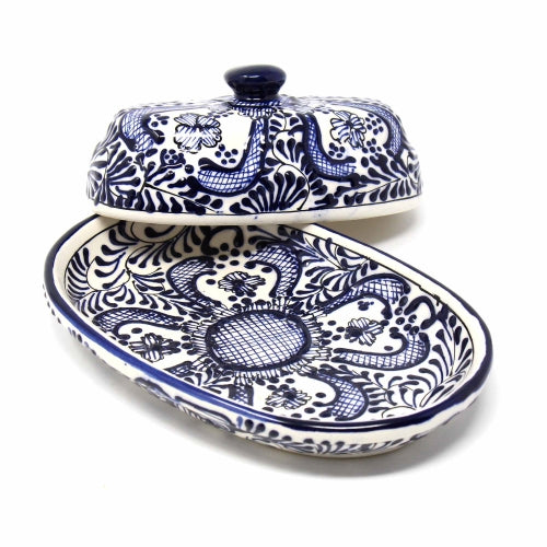 handmade-pottery-butter-dish-blue-flower-encantada