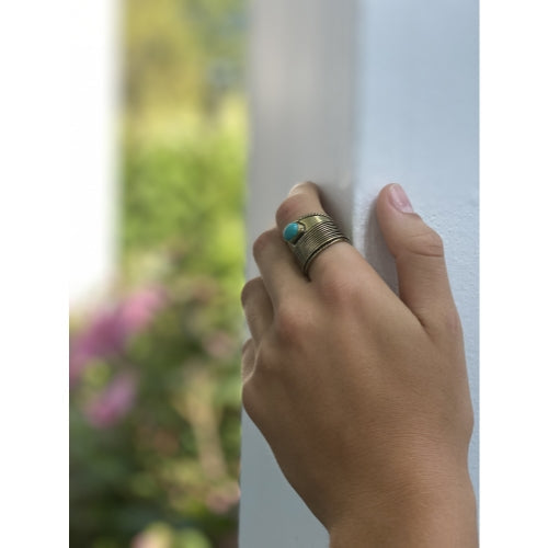 turquoise-stone-adjustable-brass-ring