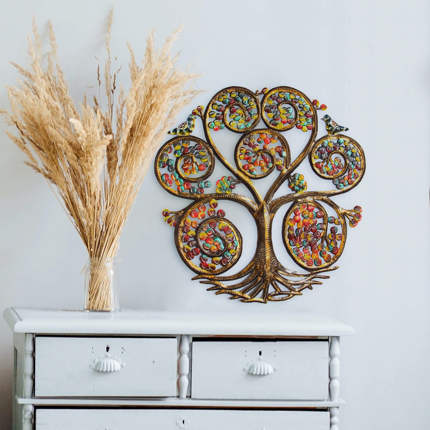 autumn-spiral-tree-of-life-haitian-steel-drum-wall-art