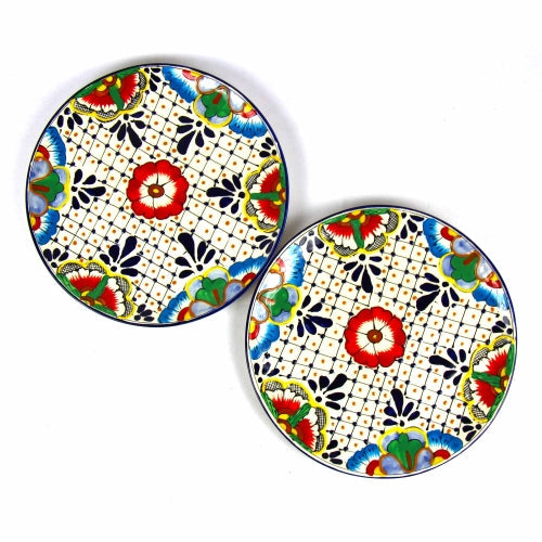 dinner-plates-11-8in-dots-and-flowers-set-of-two-encantada