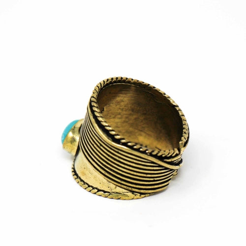 turquoise-stone-adjustable-brass-ring