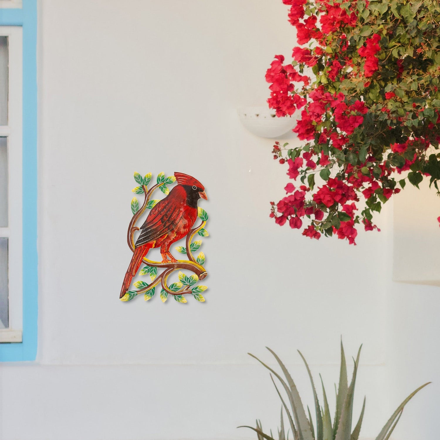 cardinal-on-branch-painted-haitian-steel-drum-wall-art