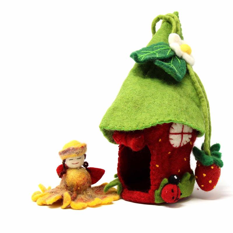 felted-strawberry-fairy-house