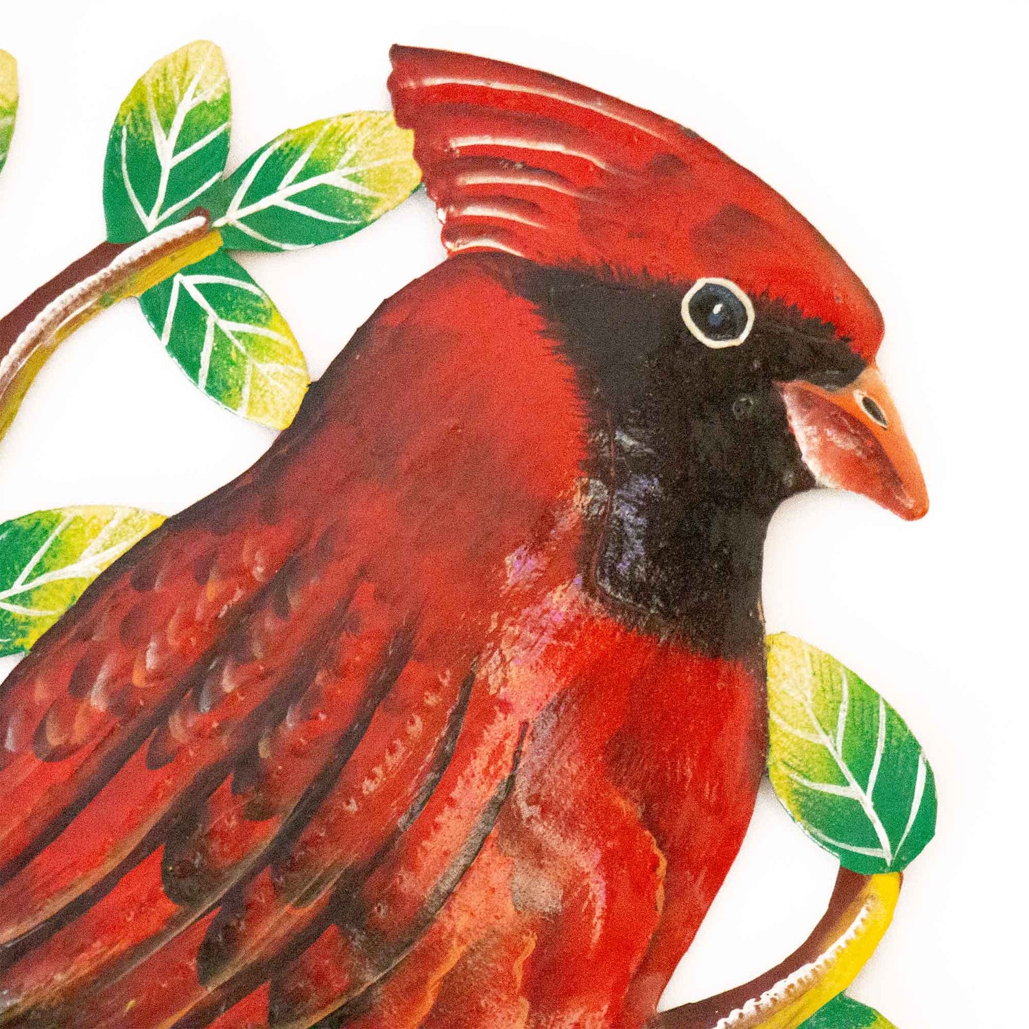 cardinal-on-branch-painted-haitian-steel-drum-wall-art