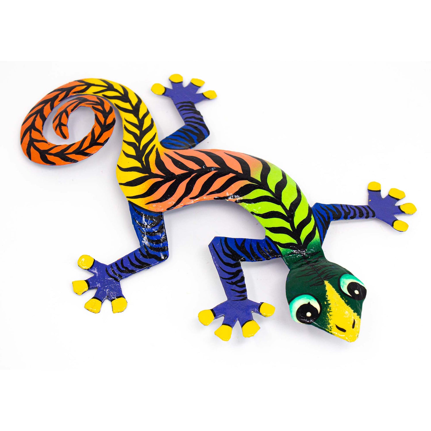 colorful-gecko-haitian-steel-drum-wall-art-13-inch-black-stipes