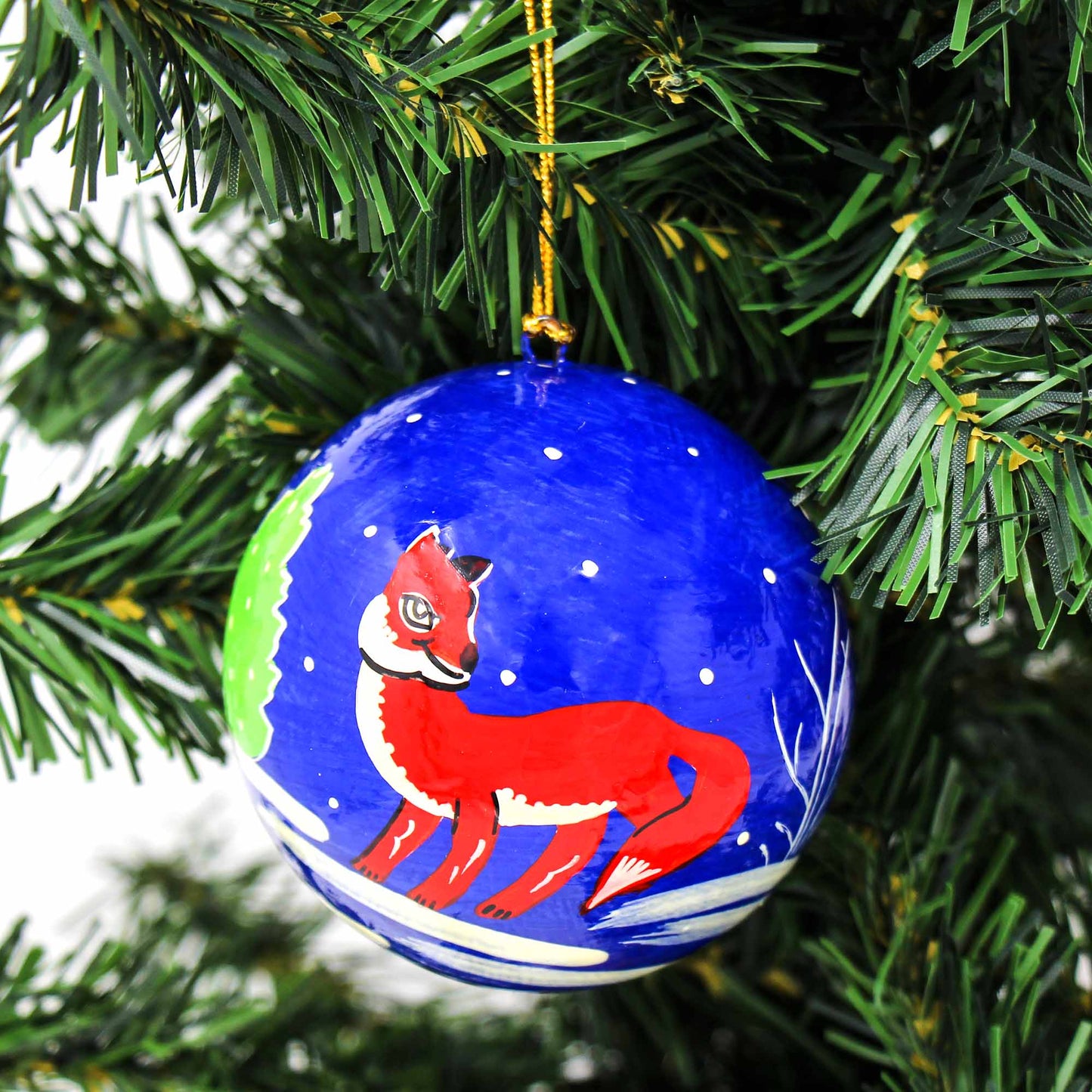 handpainted-fox-bird-ornaments-set-of-2