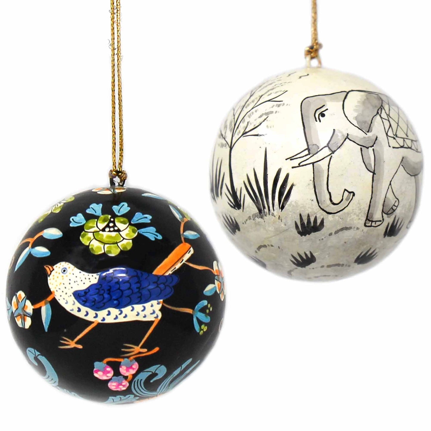 handpainted-elephant-bird-ornaments-set-of-2