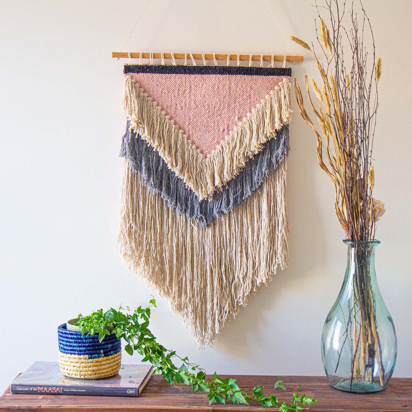 handwoven-boho-wall-hanging-pink-with-cream-fringe