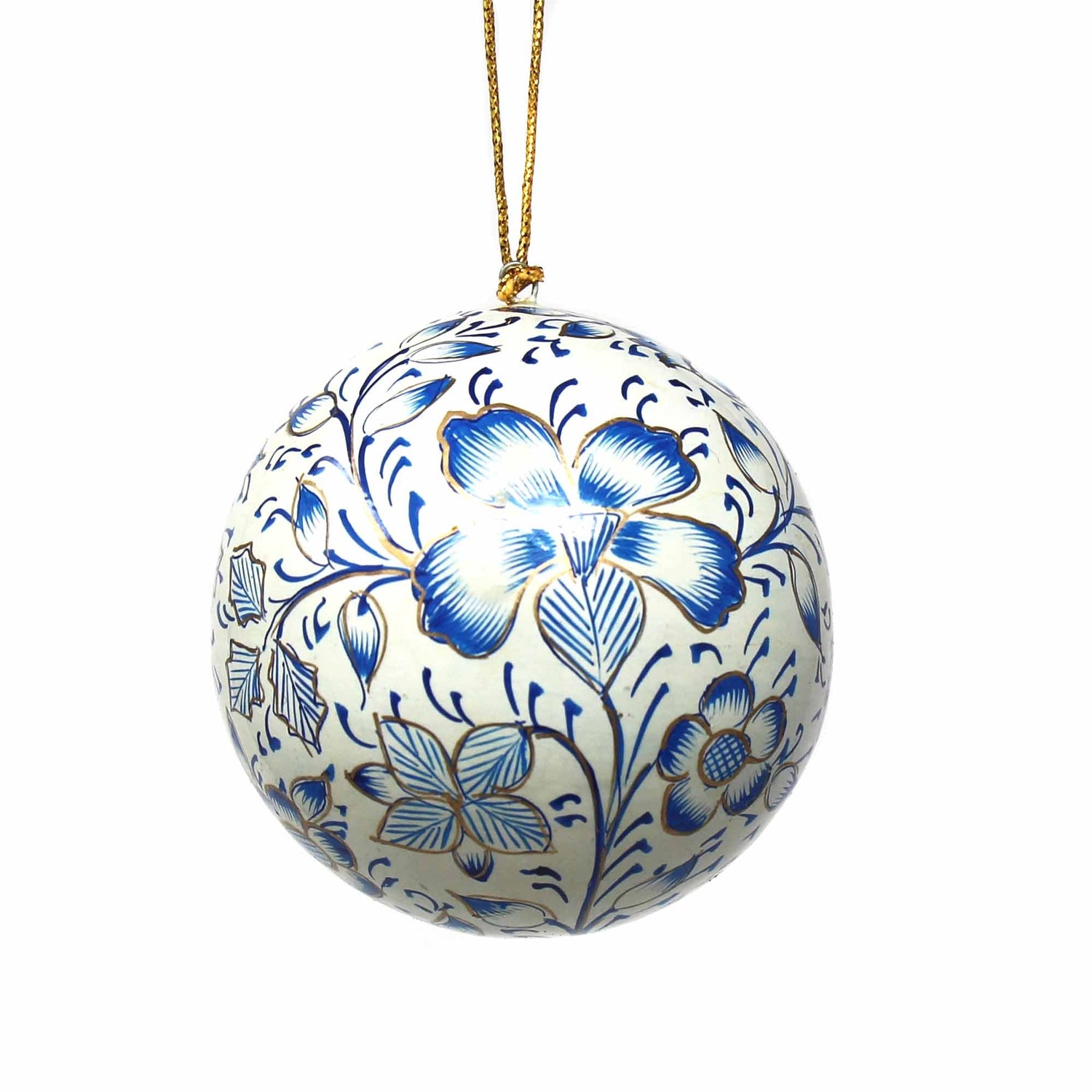 handpainted-light-grey-and-blue-floral-papier-mache-hanging-ball-ornament