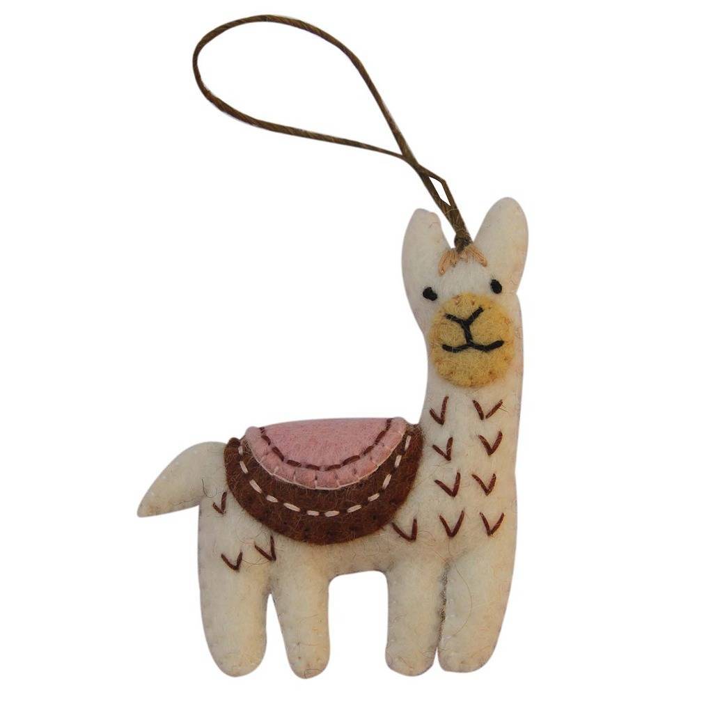 white-felt-llama-ornament-global-groove