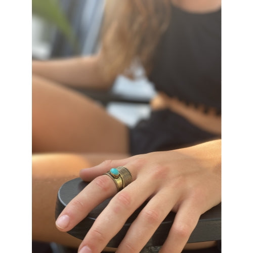 turquoise-stone-adjustable-brass-ring