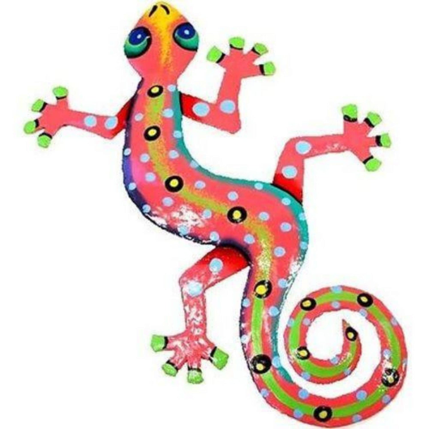 colorful-gecko-haitian-steel-drum-wall-art-13-inch-polka-dots