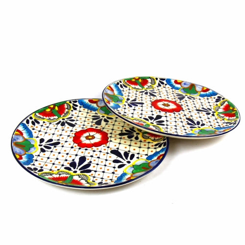 dinner-plates-11-8in-dots-and-flowers-set-of-two-encantada