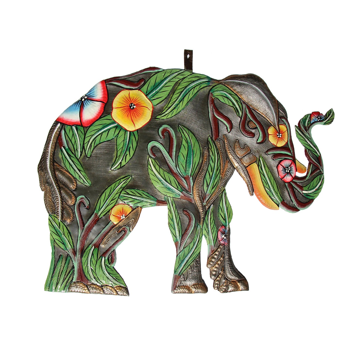 hibiscus-elephant-haitian-metal-drum-art