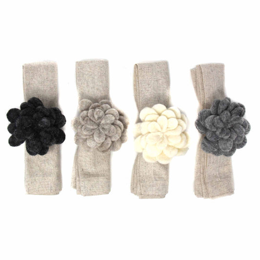 hand-crafted-felt-set-of-4-napkin-rings-assorted-neutral-color-zinnias